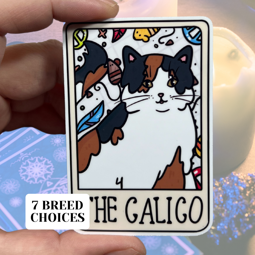 familiar sadie - Wholesale Sticker - The Calico Cat Tarot Card Glossy Vinyl Resistant Sticker0