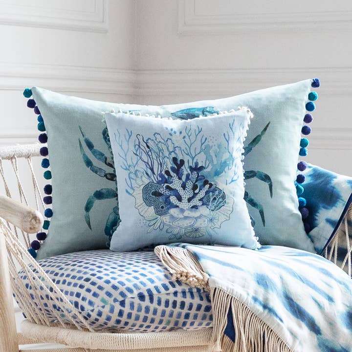 Coralie Small Printed Cushion Cobalt for wholesale on Faire