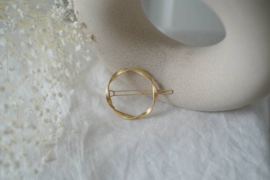 Bohomane - Vendita all'ingrosso Fermaglio per capelli - Donna - Fermaglio per capelli rotondo Calie in oro opaco intrecciato2