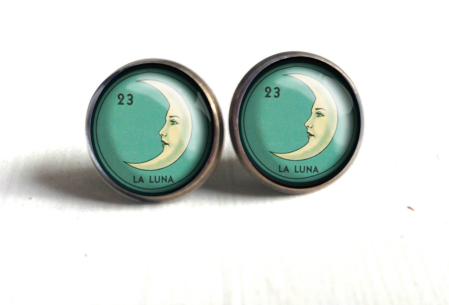 The Divine Iguana - Wholesale Stud/Post Earrings - Loteria La Luna Crescent Moon Stud Earrings2