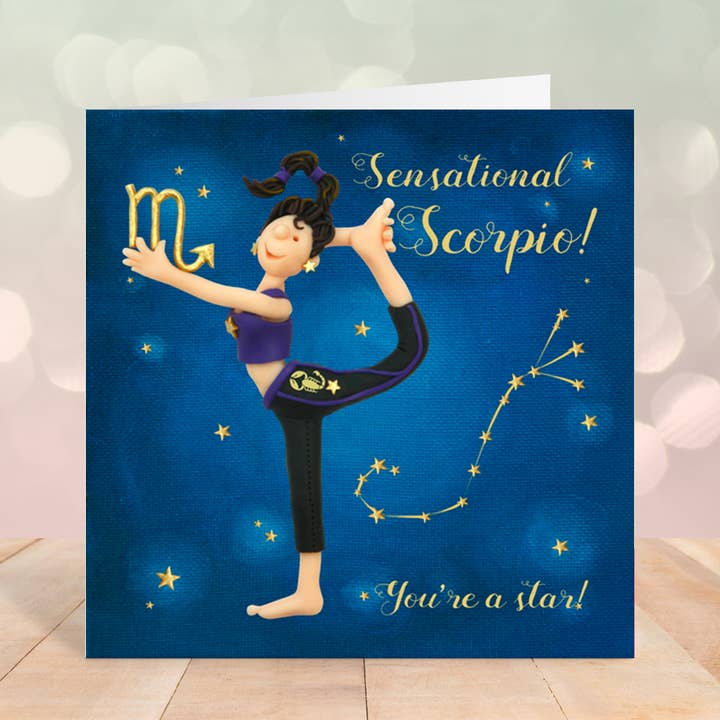 Funny Scorpio starsign birthday card for wholesale by Inky Blue Ltd t/a Holy Mackerel