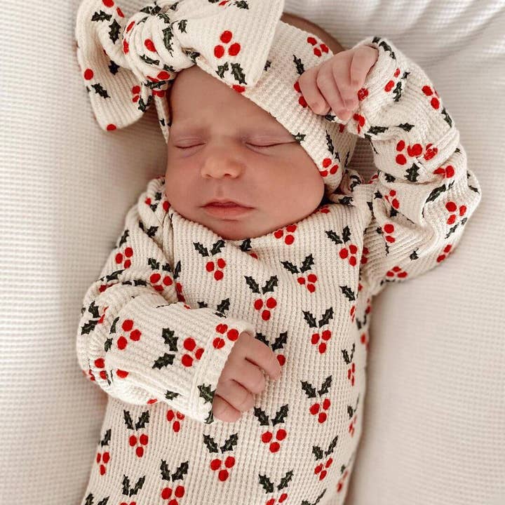 SpearmintLOVE - Wholesale Fashion Headband - Baby - Organic Waffle Knot Bow, Holly4