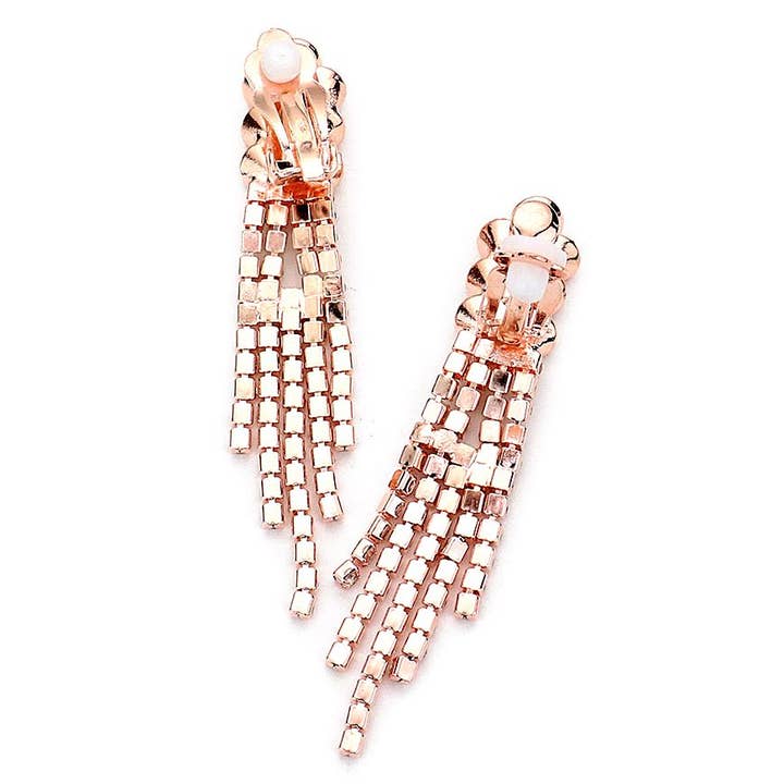 Parure de collier ovale rond floral en strass avec clip-on pour la vente par Diacly