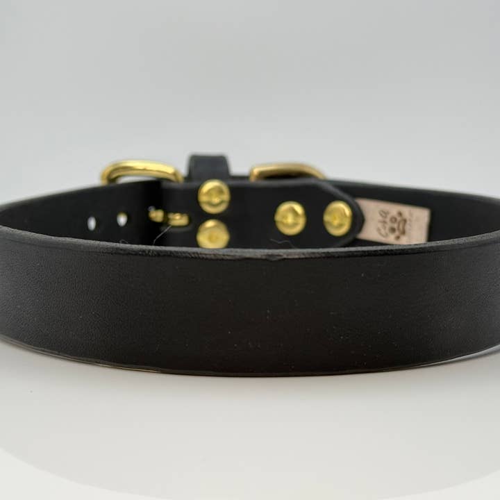 Handcrafted 1” Black Leather Dog Collar | Minimalist Luxury for wholesale by The CoVA Collection
