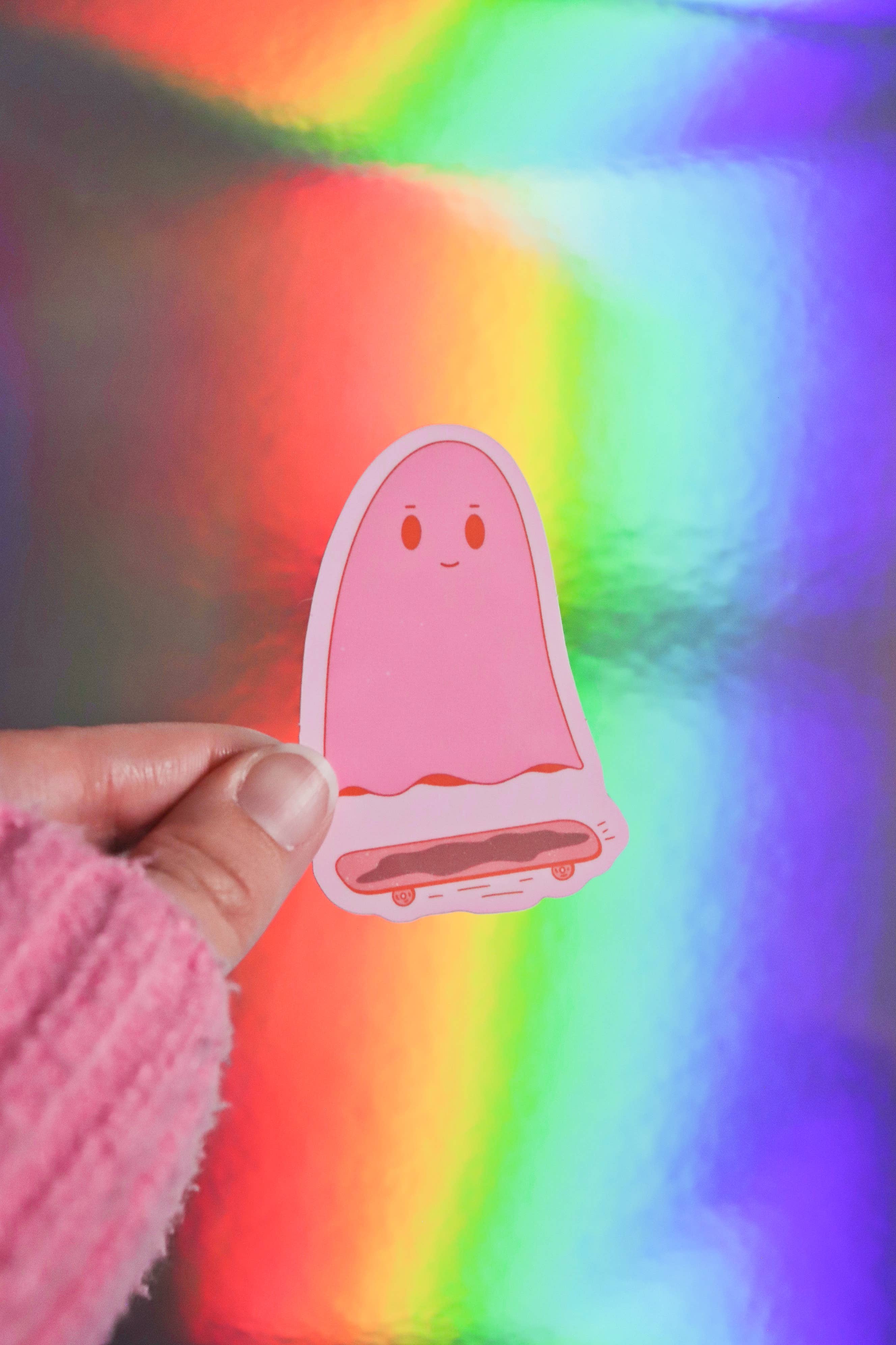 Day Dreamer Studios - Wholesale Sticker - Skateboarding Ghostie | Glossy Waterproof Vinyl Sticker2
