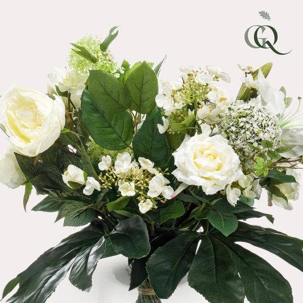 Oasis of Life - Wholesale Artificial Flowers - Artificial Flower Bouquet – White Dream – 60cm – High-quality artificial flowers in white – Hand-tied bouquet with lifelike blossoms & leaves – Decoration & gift idea3