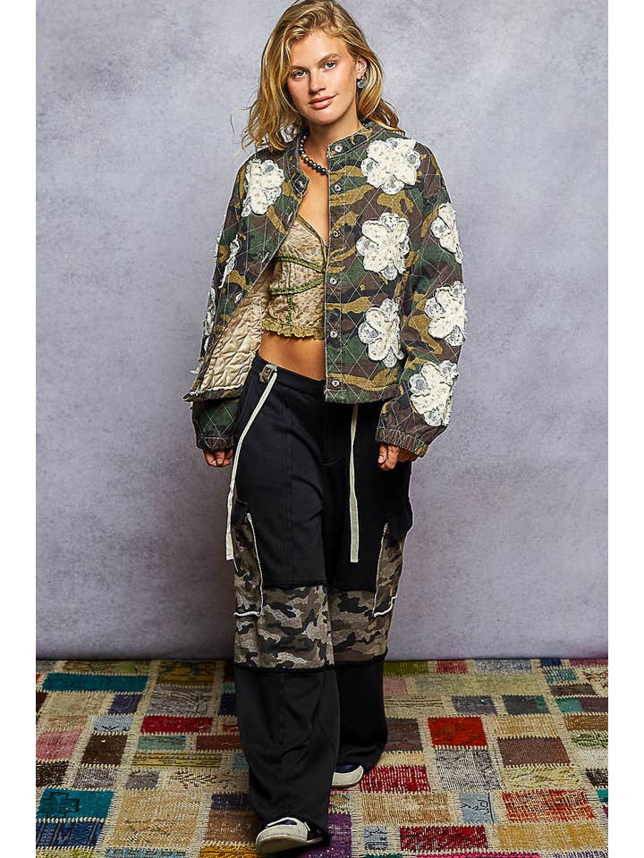 Pol Clothing - Wholesale Jacket - Women's - Mock neck balloon sleeve oversized fit quilted Jacket35