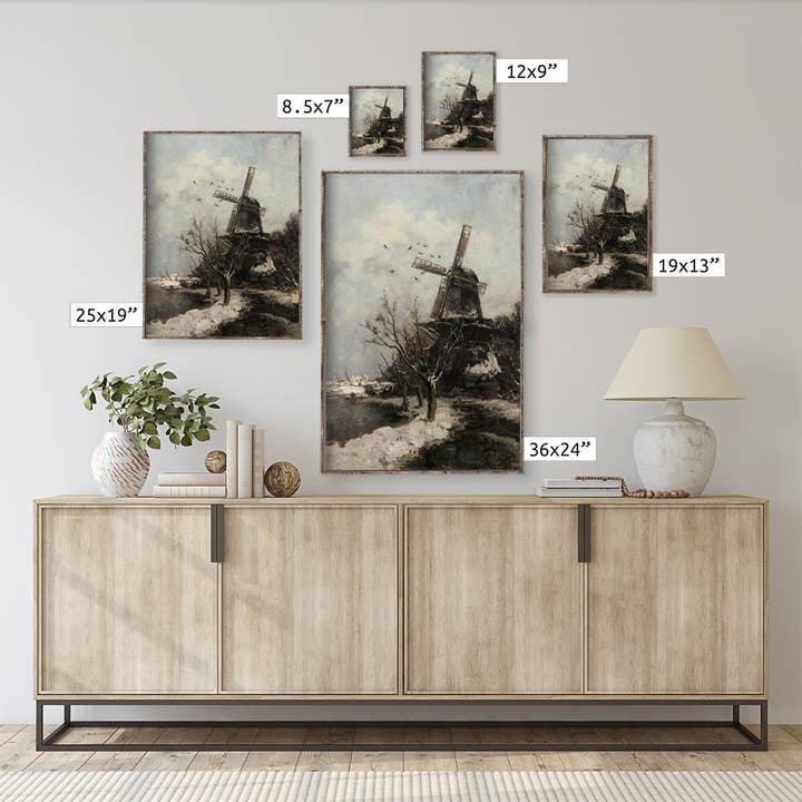 Hoekstra Decor - Wholesale Art Print - Vintage Print Framed | Dutch Windmill Landscape A01