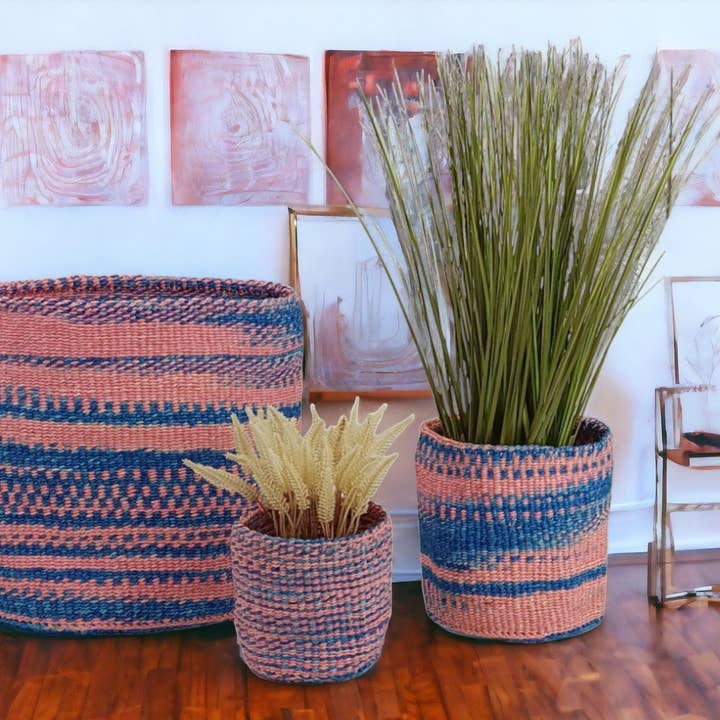 BAHATI - Pink and Blue Swirl Basket set for wholesale by NinaNest Home gifts