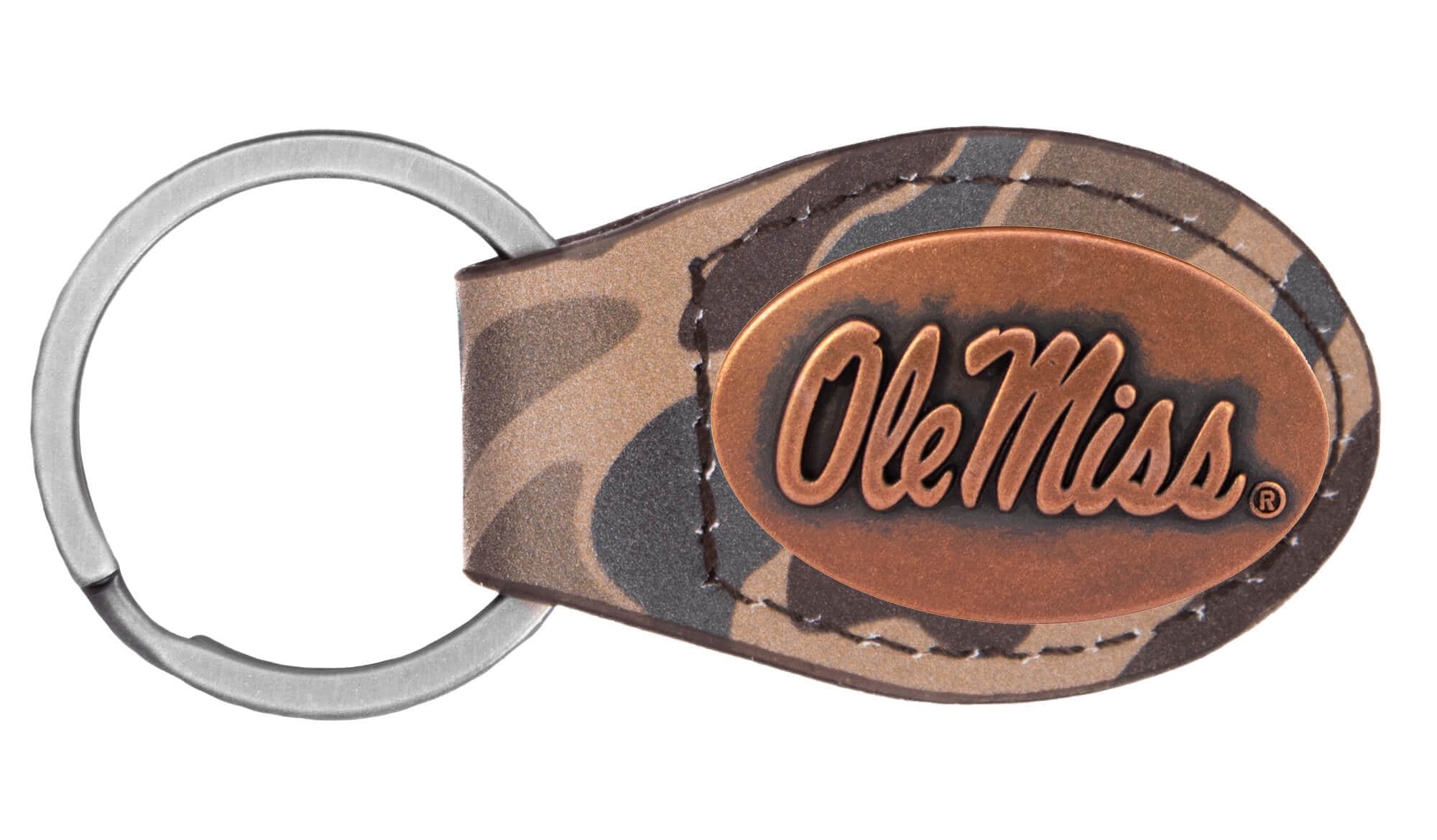Zep-Pro - Wholesale Keychain - Unisex - Ole Miss Rebels Oval Camo Leather Key Fob.0