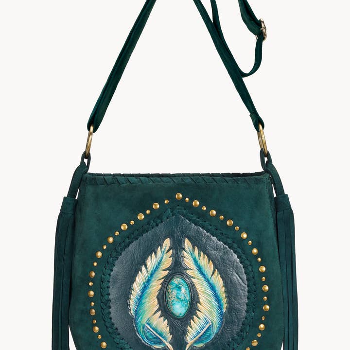 Mini Angel Feather Pouch Bag Jade Green for wholesale on Faire1