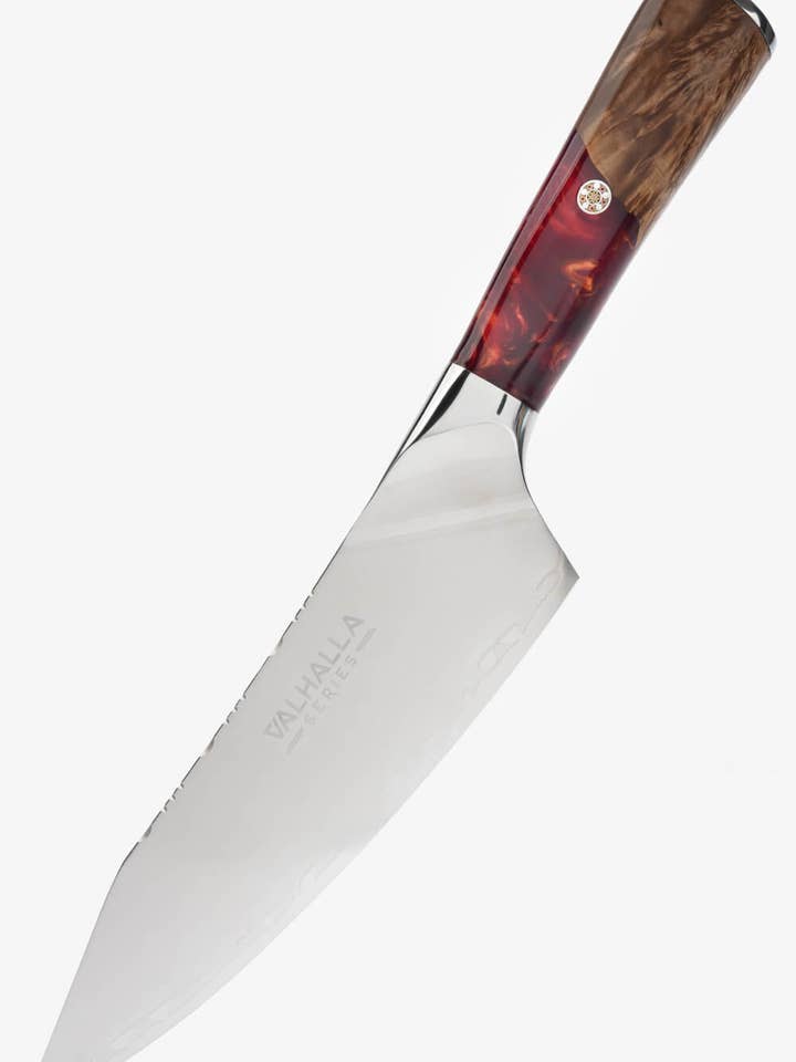 Chef's Knife 8" | Blood Raider Red Handle | Valhalla Series | Dalstrong © for wholesale by Dalstrong