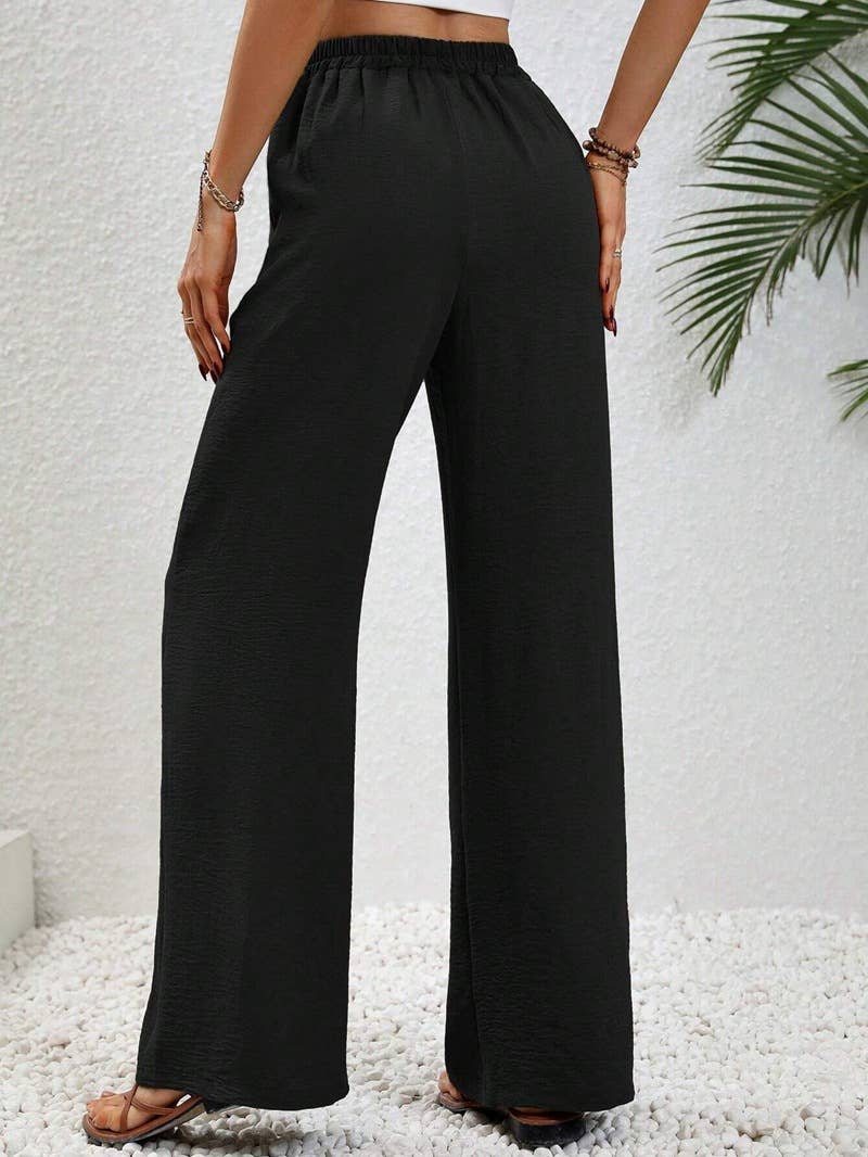 FULL TIME PURCHASE - Vente Pantalon – femme - Pantalon décontracté polyvalent uni à jambes larges et longueur au sol13