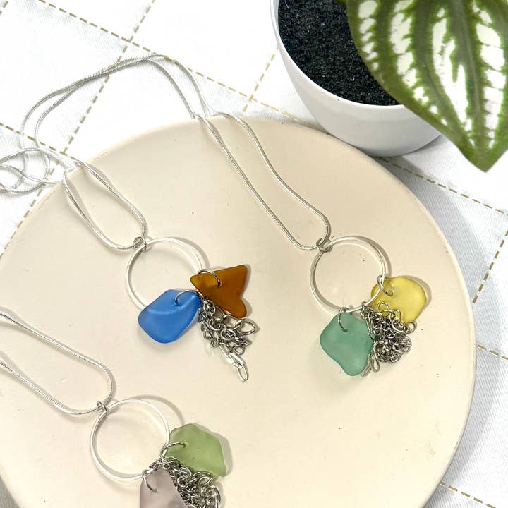 Sirensong Sea Glass Necklace for wholesale by Cyn Elizabeth Studios