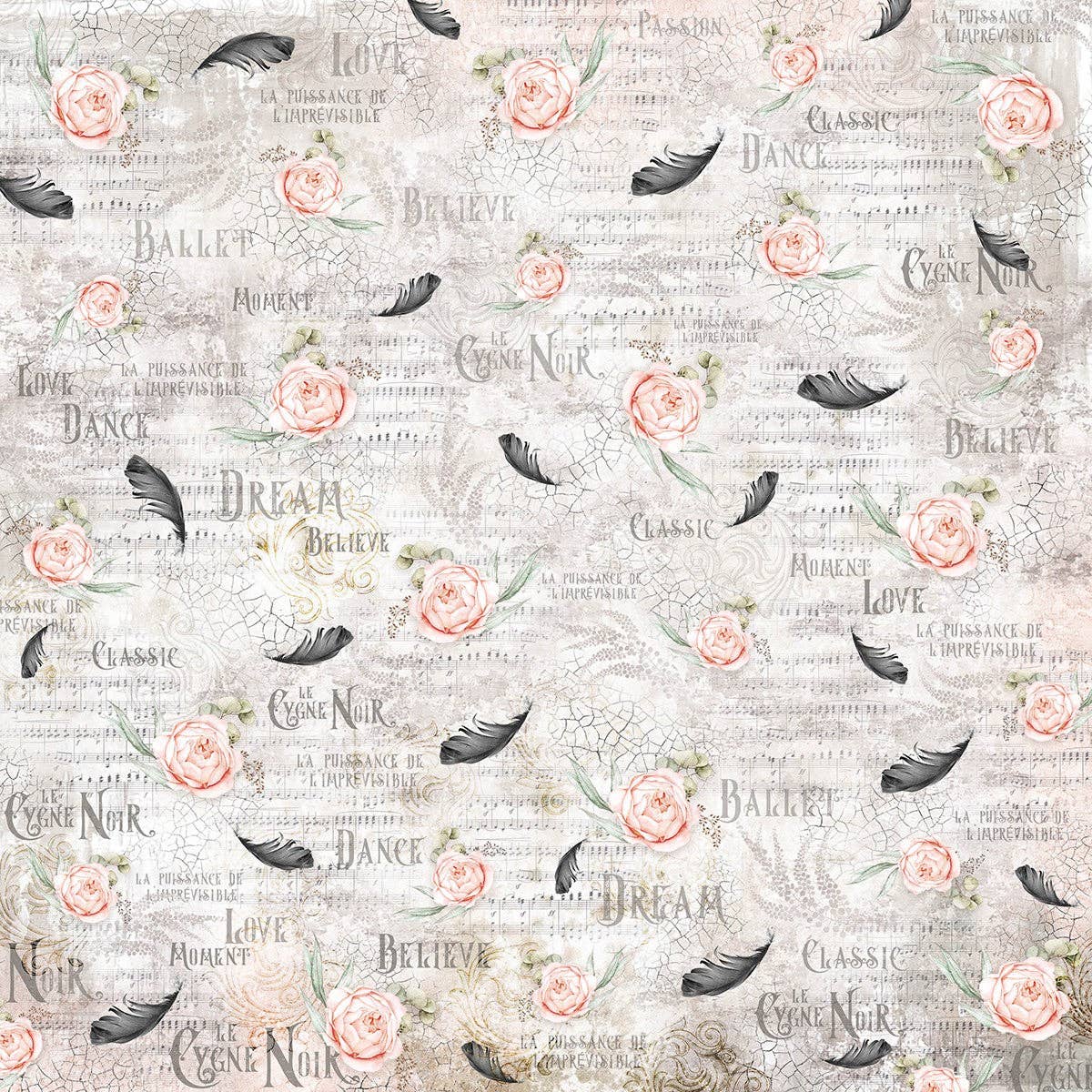 Ecstasy Crafts Distributing - Wholesale Scrapbook - Ciao Bella Cygne Noir Paper Pad 12x12 12/Pkg29