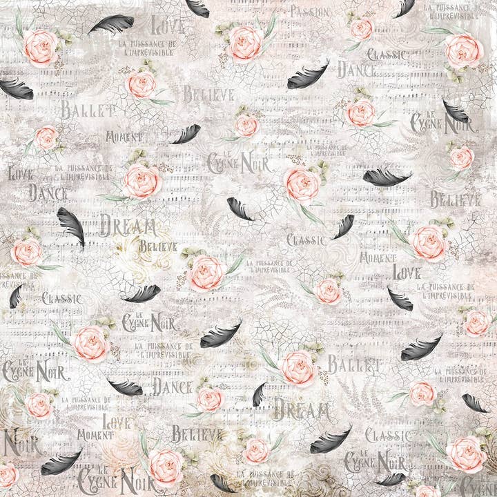 Ecstasy Crafts Distributing - Wholesale Scrapbook - Ciao Bella Cygne Noir Paper Pad 12x12 12/Pkg29