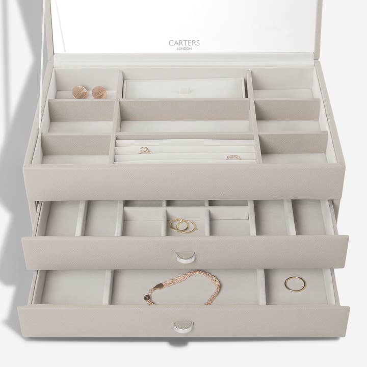Carters of London Grote taupe juwelendoos voor wholesale door LC Designs Co Ltd