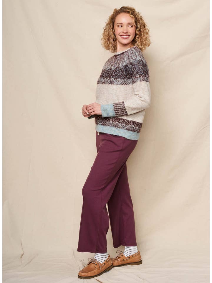 Sundry Reverse Jacquard Pullover Sweater in Oyster for wholesale on Faire4