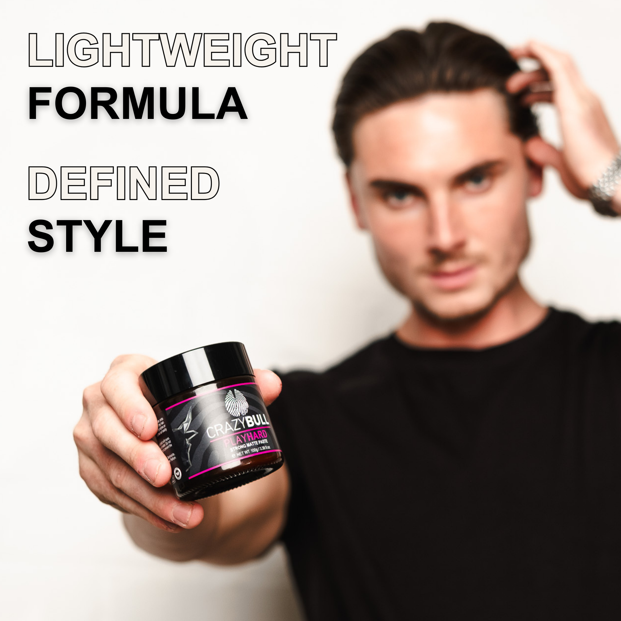 CRAZY BULL HAIR PRODUCTS – wholesale Hair styling gel/mousse – Crazy Bull Play Hard Strong Matte Styling Paste 6 Pack5