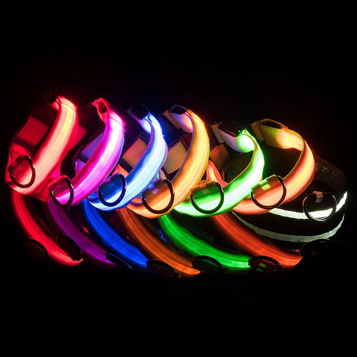 DIYSTORE - Wholesale Pet Collar - Dog - Pet Dogs Adjustable Luminous Collar - Striped Glow-in-the-Dark Collar For Night Safety - For Small & Medium Dogs - Suitable for Night Walking - Perfect Gift for Dog Owners