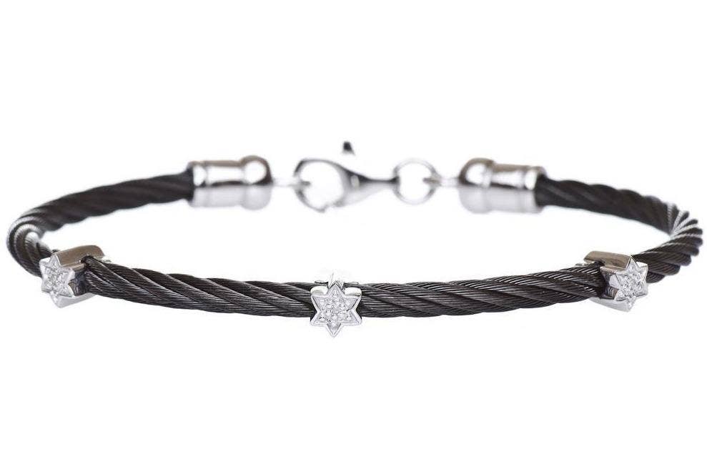 ALEF BET JEWELRY - Wholesale Charm/Dangle Bracelet - Diamond Jewish Star Bracelet in 4 Different Colors5