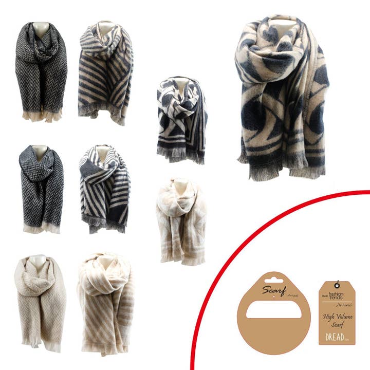 Winter dames sjaal fashion mix lurex » wintersjaal cashmera » franjensjaal 190 x 45 cm » warme damessjaal met franjes & glitter voor wholesale door VewoTex