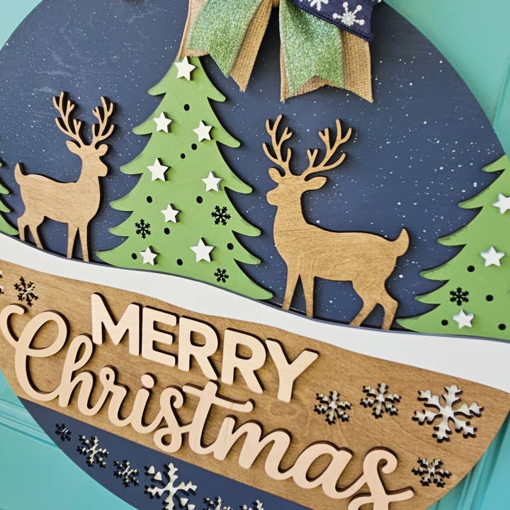 Teal Moon Creations - Wholesale DIY Craft Kit - DIY Reindeer Christmas Wonderland Door Hanger1
