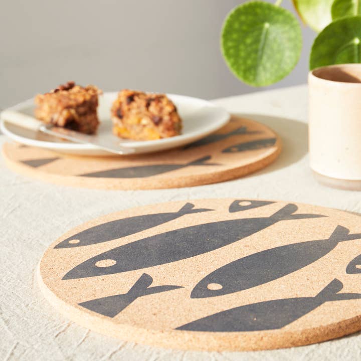 Eco Cork Placemat – Grey Fish | Sustainable Homeware & Gift for wholesale by LIGA