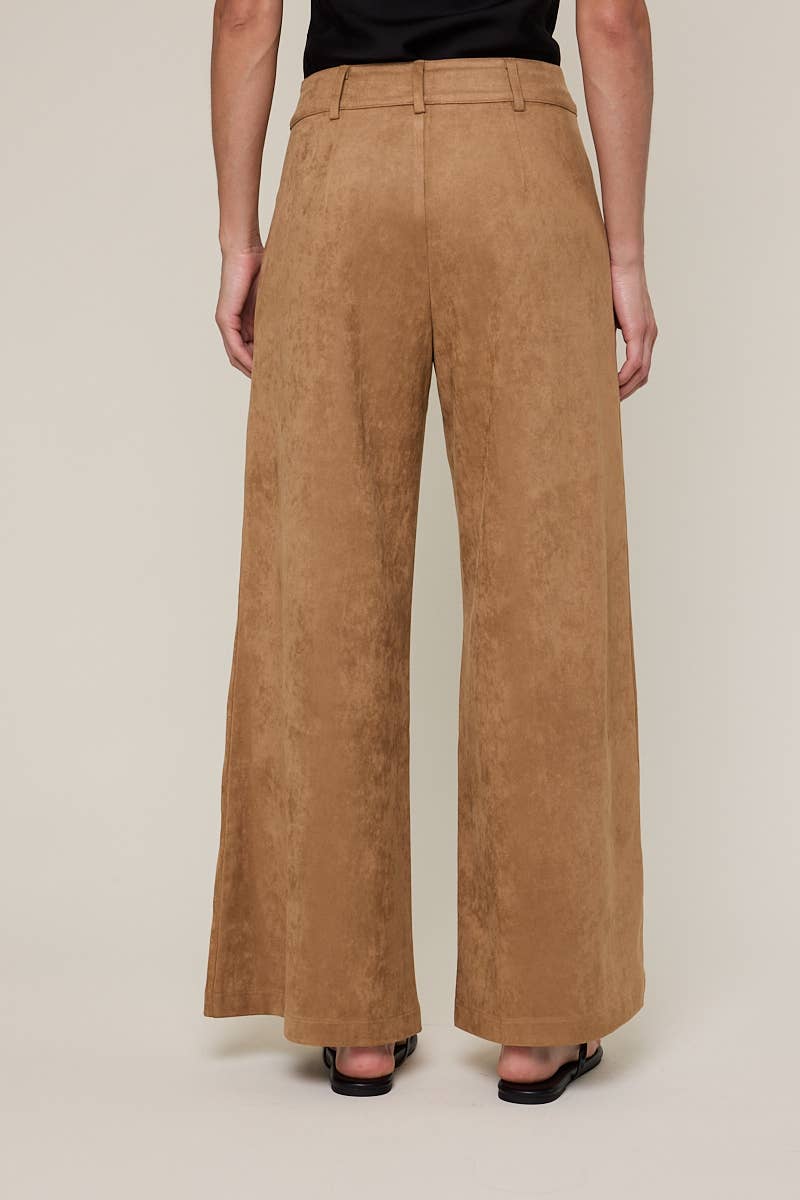 Sky to Moon - Vente Pantalon – femme - PANTALON ÉVASÉ LONG UNI EN DAIM À TAILLE MI-HAUTE11