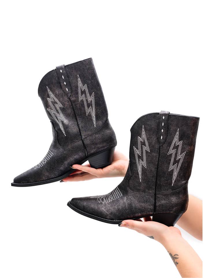 Naughty Monkey Open Pack - Wholesale Cowboy Boots - Women's - Bowie Metallic Boot in Black1