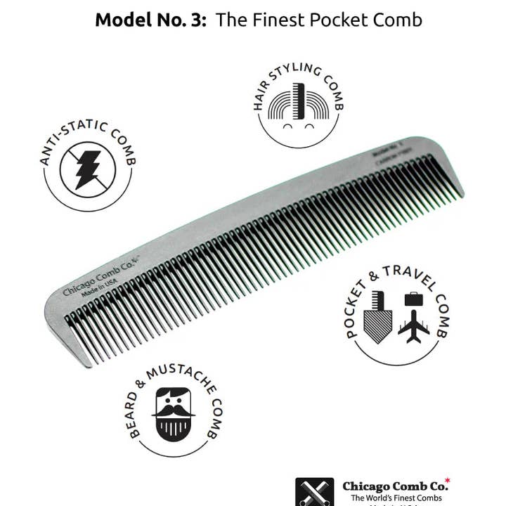 Chicago Comb - Model 3 for wholesale by Blue Collar Beardsmen