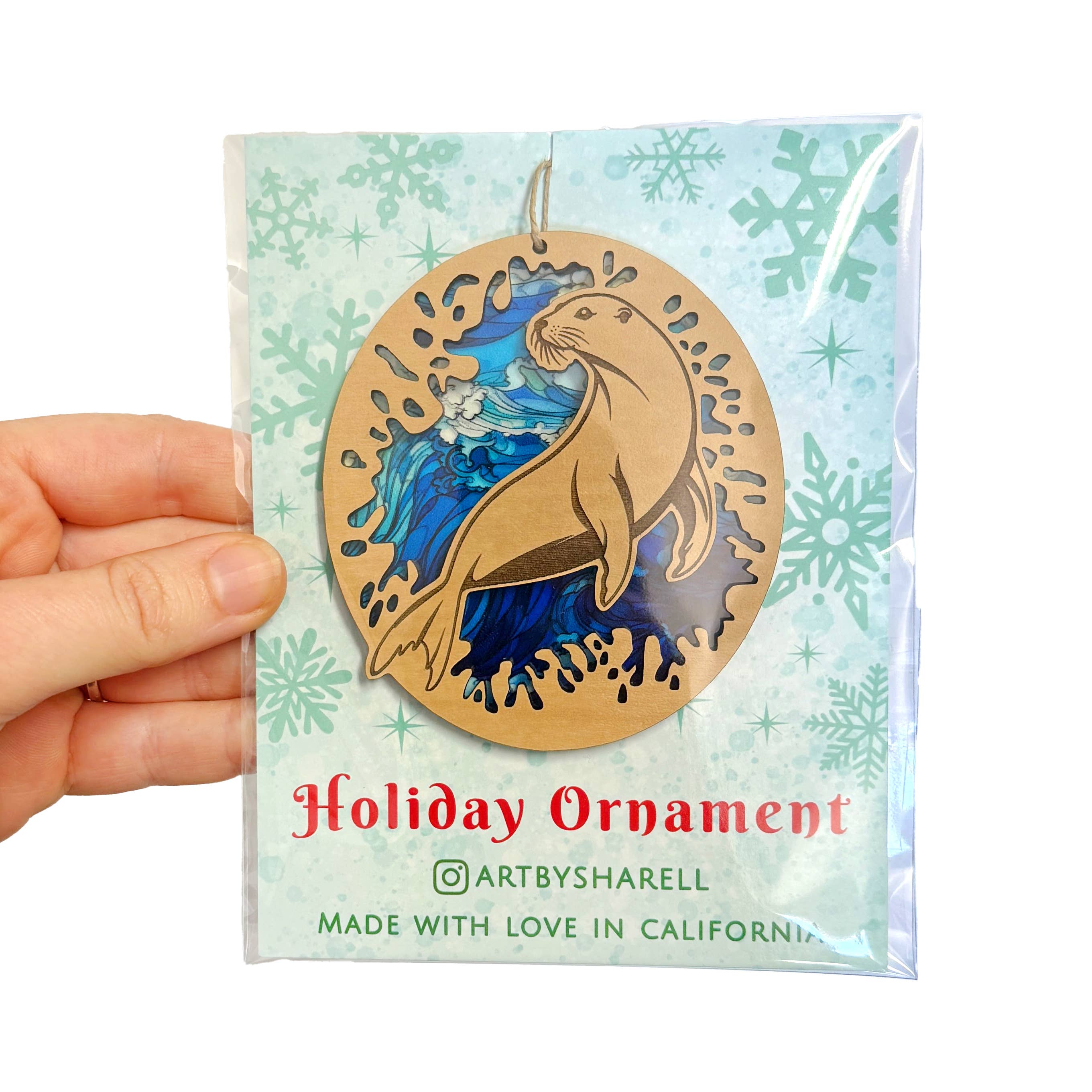 Art by Sharell - Wholesale Ornament - Sea Lion Ornament | Coastal Hanging Decor1