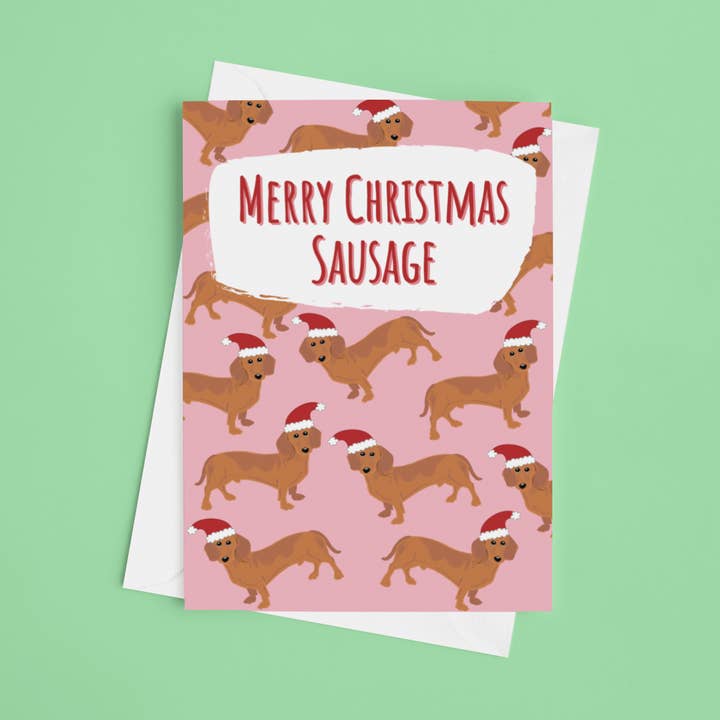 Glædelig jul Pølse 5x7 julekort for engroshandel hos Laura Lonsdale
