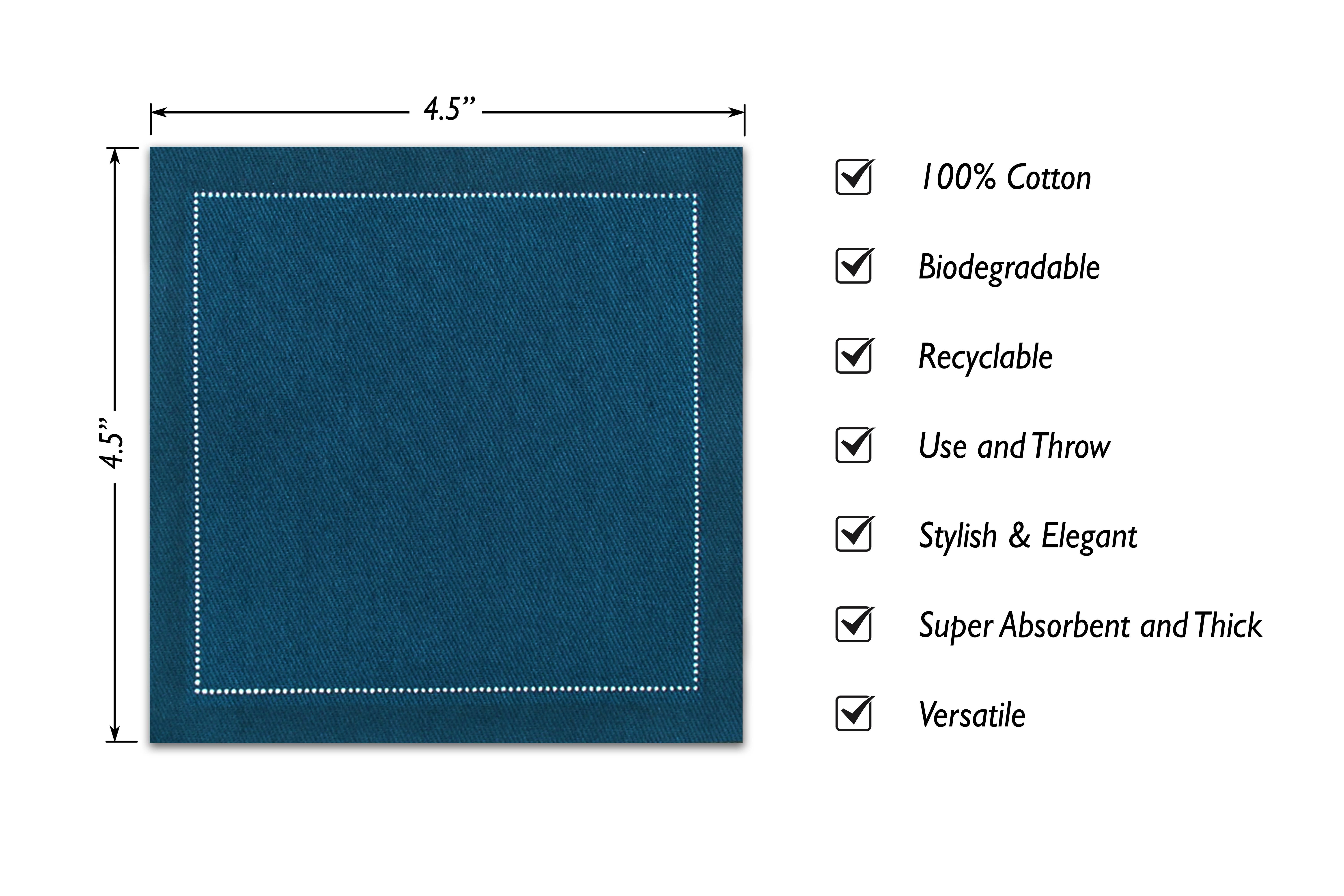 Noble Napkins - Wholesale Disposable Napkin - Luxury Cotton Cocktail Napkins, 4.5" x 4.5", 50 per pack2