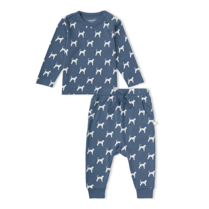 Set t-shirt e pantaloni biologici - Cane per la vendita all'ingrosso da parte di Makemake Organics