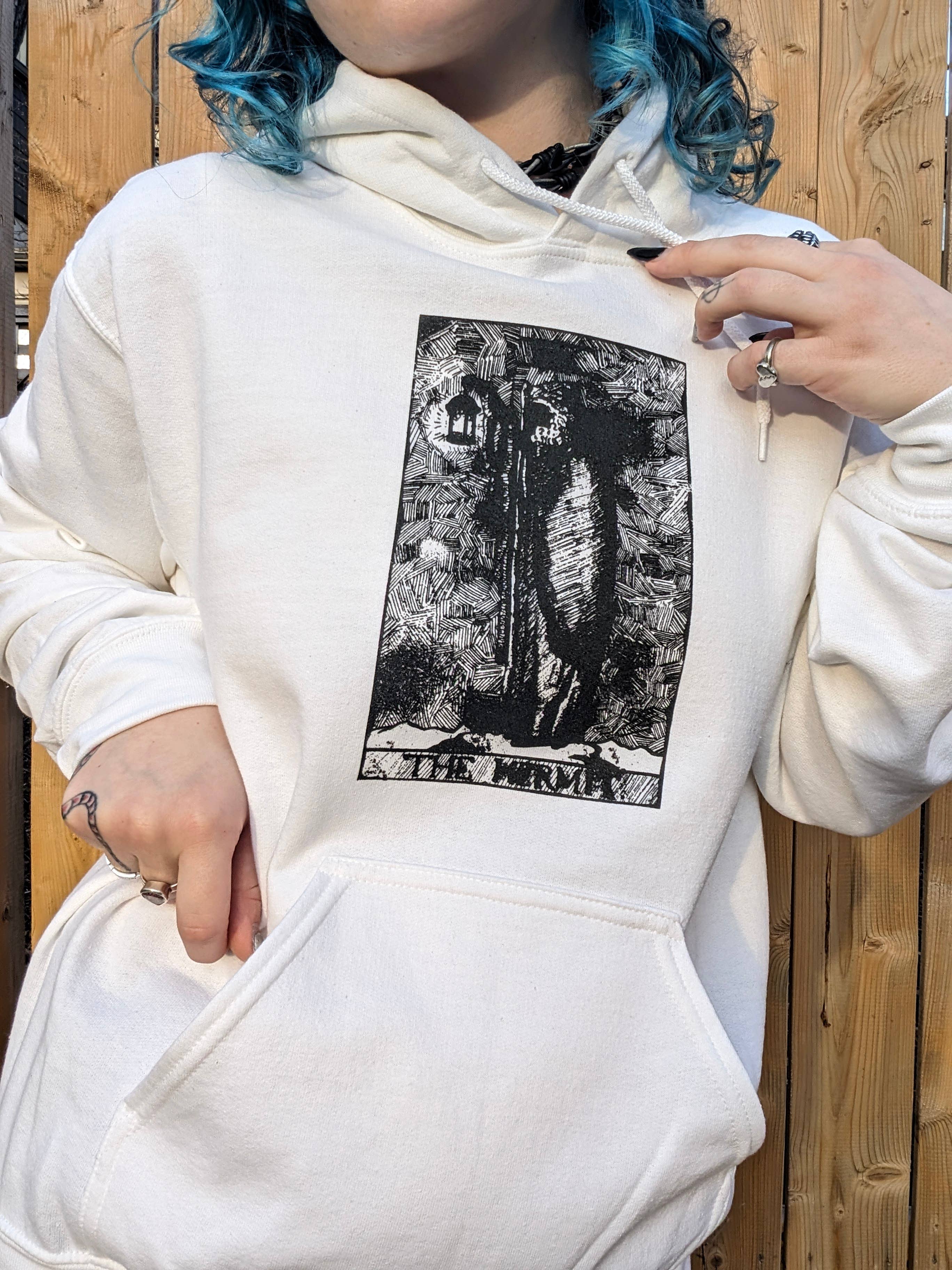 RaccoonGuts - Wholesale Hoodie - Unisex - The Hermit Gothic Alt Tarot Printed Pullover Hoodie3