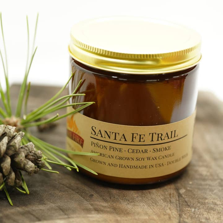 Prairie Fire Candles - Wholesale Jar/Filled Candle - Santa Fe Trail Soy Wax Candle | 16 oz Double Wick Amber Apot2