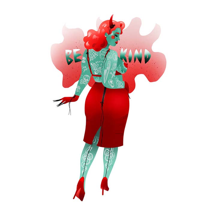 Tätowierte Teufelsbraut Kunstdruck von Lola Blackheart für den Großhandel von Lola Blackheart