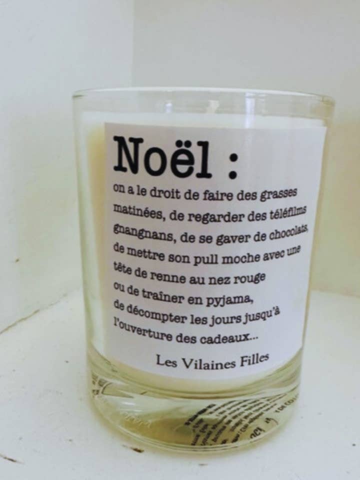 Christmas Candle "Definition of Christmas" made in France for wholesale by Les Vilaines Filles