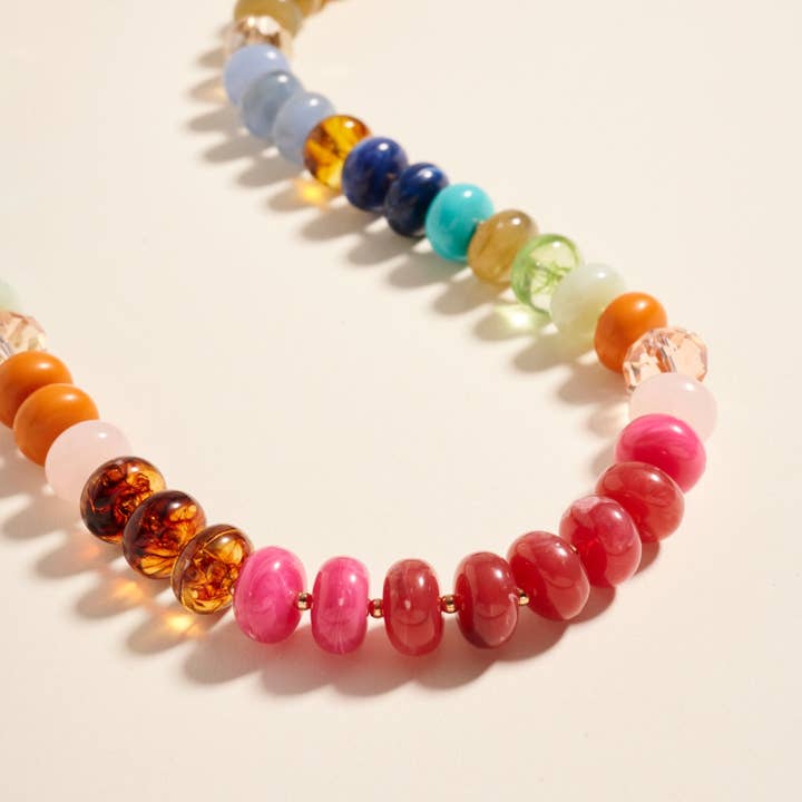 Verita Lane - Wholesale Beaded/Pearl Necklace - Marbled Ombre Resin Oval Disk Beaded Necklace6