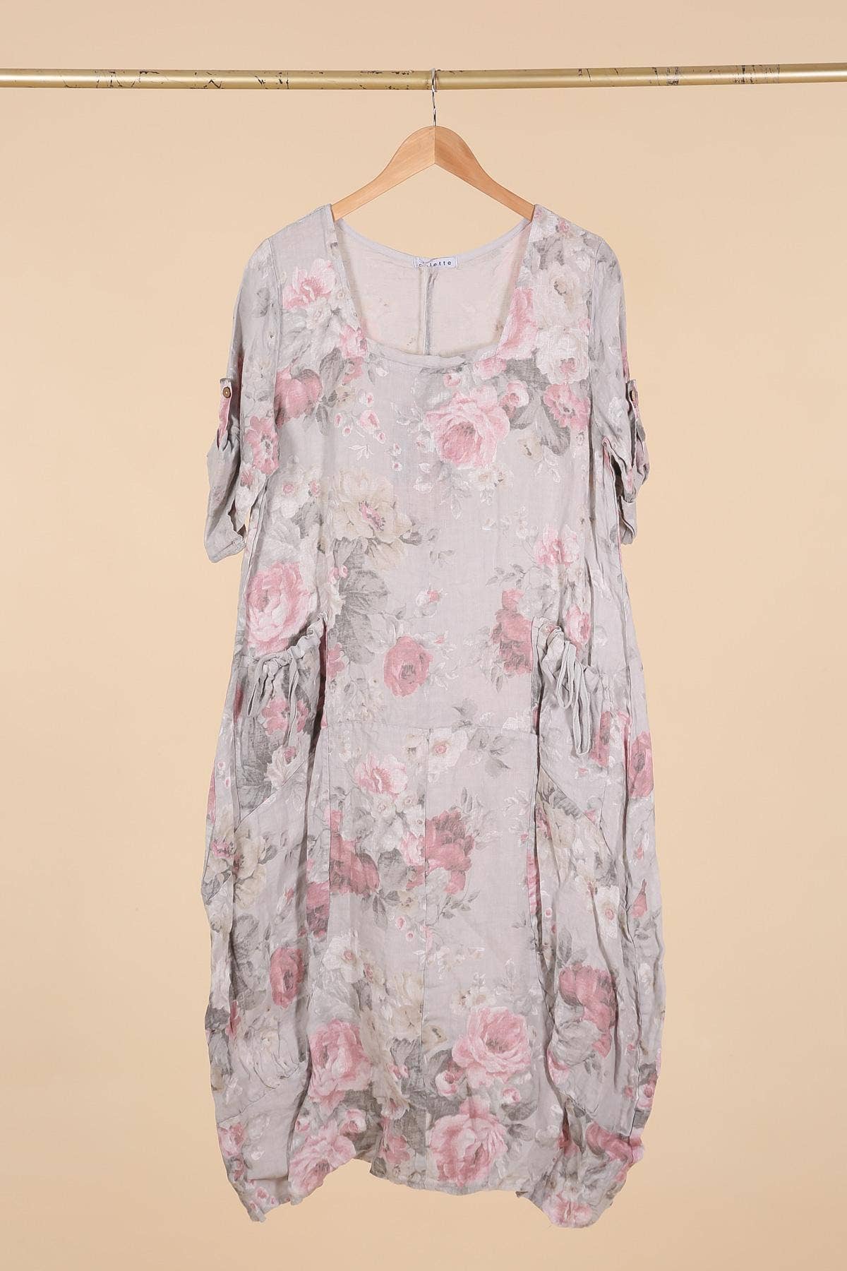 la maison des fibres naturelles – Großhandel Kleid – Damen – Leinenkleid mit floralem Muster, 100 % Leinen, Modell 6796731