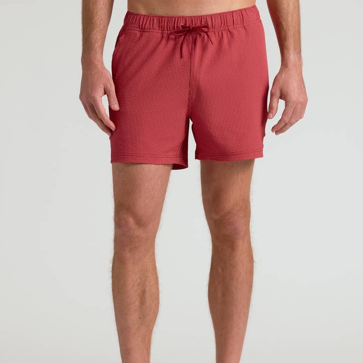 5" Cardinal Seersucker Swim Trunks for wholesale by True Classic