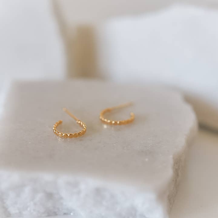 Bella Rey jewelry - Wholesale Hoop Earrings - The Ali gold plated dainty hoop studs- hypoallergenic 1