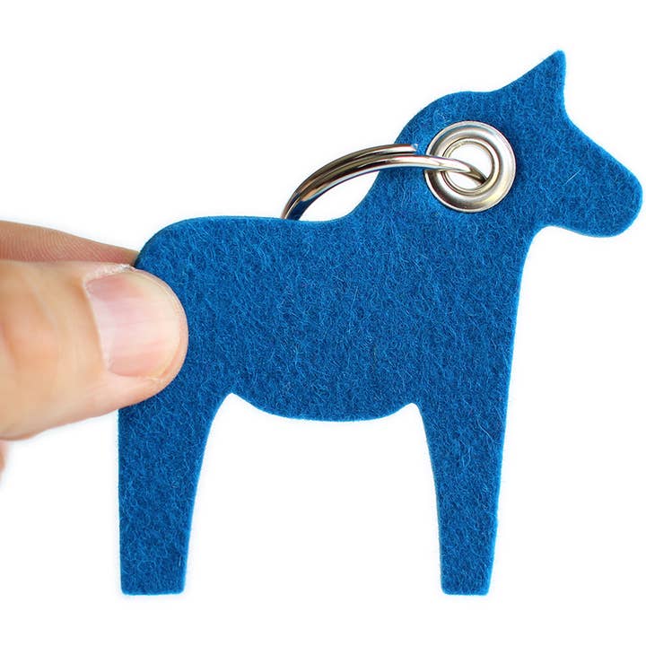 Dala Horse Felt Key Fob - USA-made from 100% Merino Wool for wholesale by Feltiva