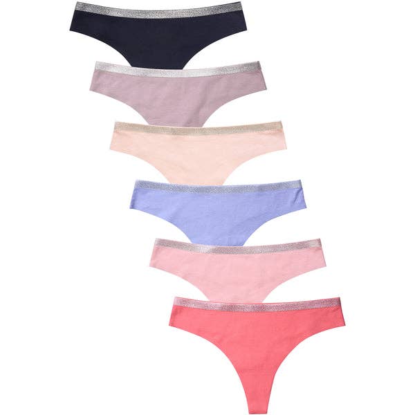 247 Frenzy - Wholesale Underwear - Women's - PACK OF 6 SOFRA WOMEN'S COTTON BLEND G-STRING THONG (LPN2303CT)