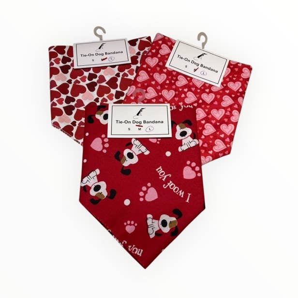 Valentijnsdag Stropdas Hond Bandana Verkoopklaar voor wholesale door Jo's Pet Treats & Bandanas by Abab Enterprises, LLC