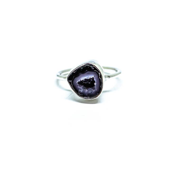 Quasar Gems USA - Wholesale Single Stone/Solitaire Ring - Geode Druzy Ring Sterling Silver