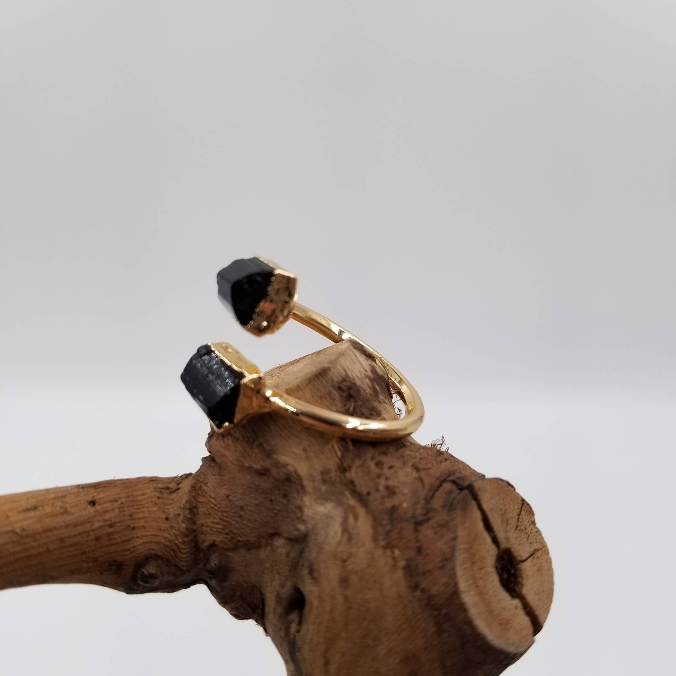 CHAKRA JEWELRY - Wholesale Cocktail/Statement Ring - Natural Black Tourmaline Amethyst Adjustable Ring3