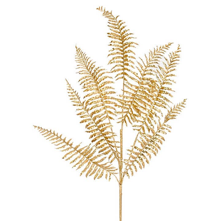 Artificial Metallic Gold Fern Leaf Spray - 36" for wholesale by Will's Company