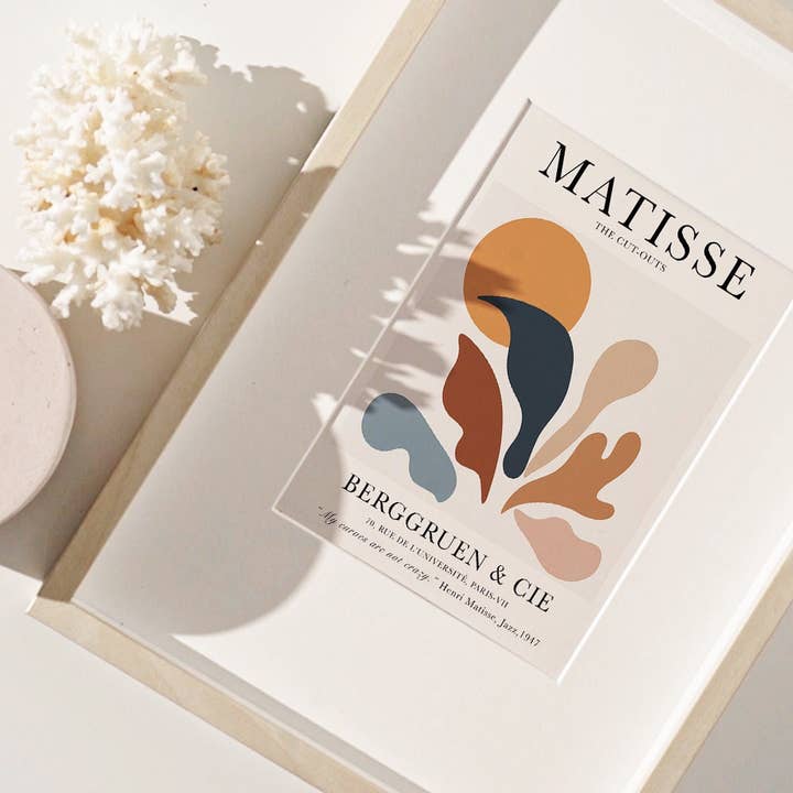 Sugar & Canvas - Venta al por mayor Ilustración - Póster de exposición vintage con recortes de Henri Matisse | Hojas de plantas botánicas, Berggruen Cie, decoración de pared Boho, Papiers Decoupes #M075